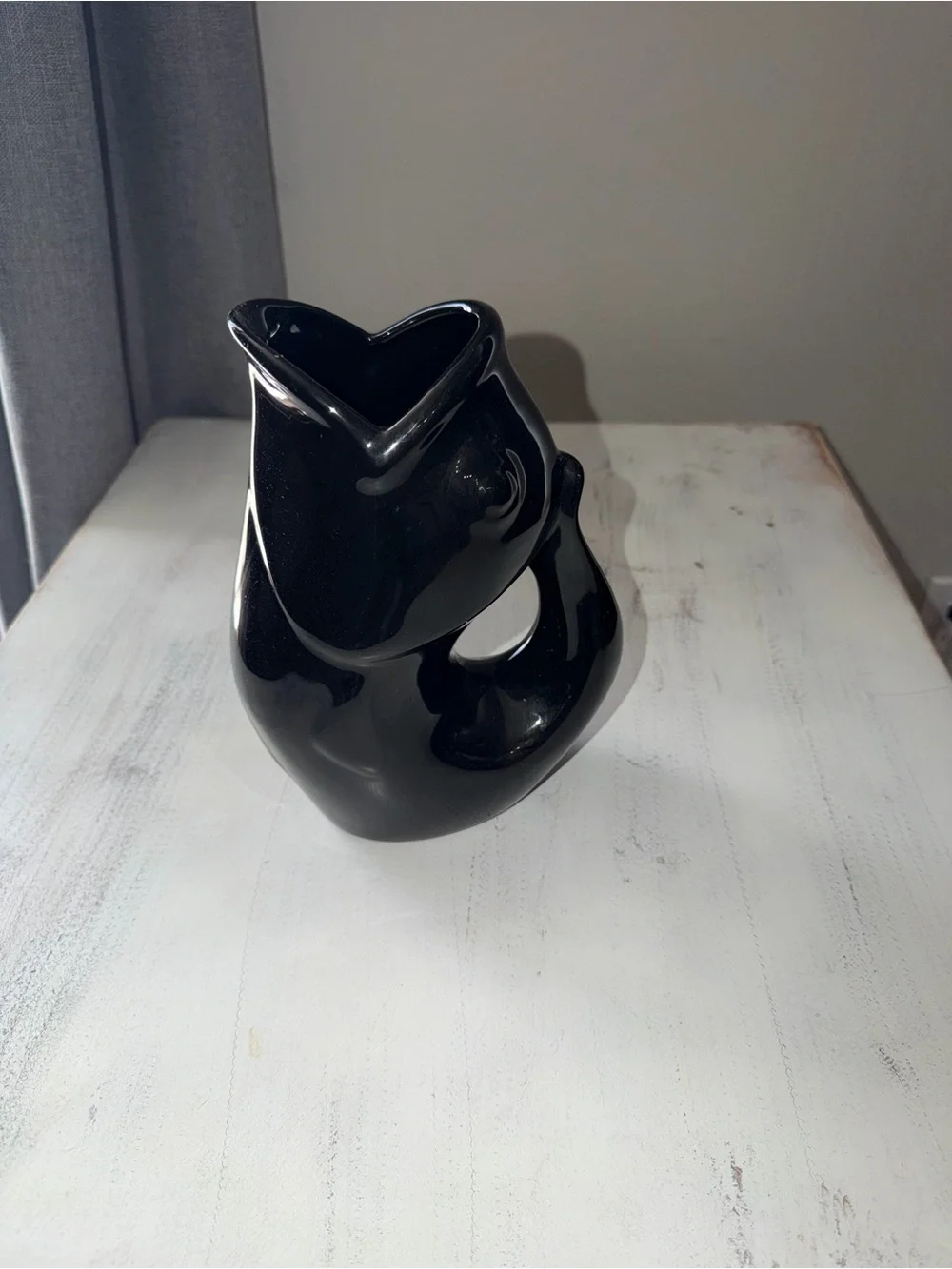 Contemporary Black Ceramic Sculptural Vase - Decorative Accent
